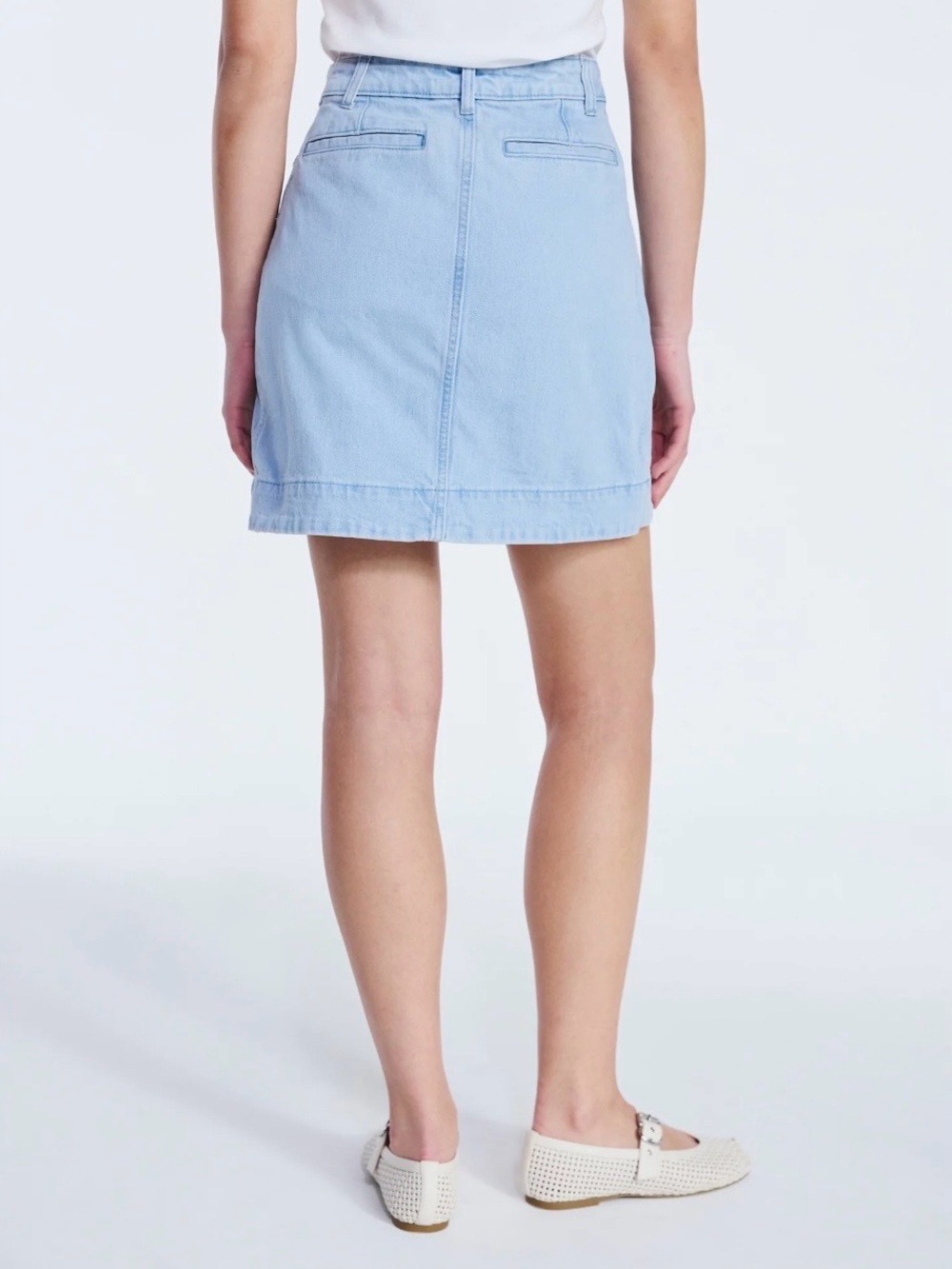 NWT Free Assembly Denim Button Front Mini Skirt Light Wash Gold Womens Size 2 - Picture 4 of 11